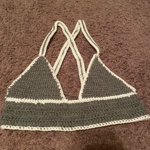 Grey Bikini/Bra with white detail